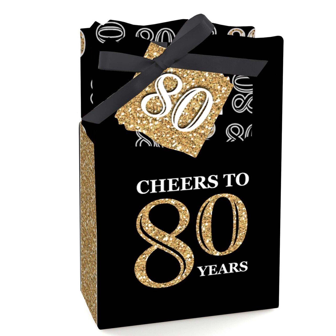 Big Dot of Happiness Adult 80th Birthday - Gold - Birthday Party Favor Boxes - Set of 12